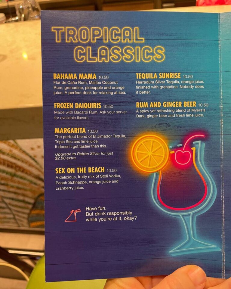 Carnival Cruise Drink Menus & Prices (2024)