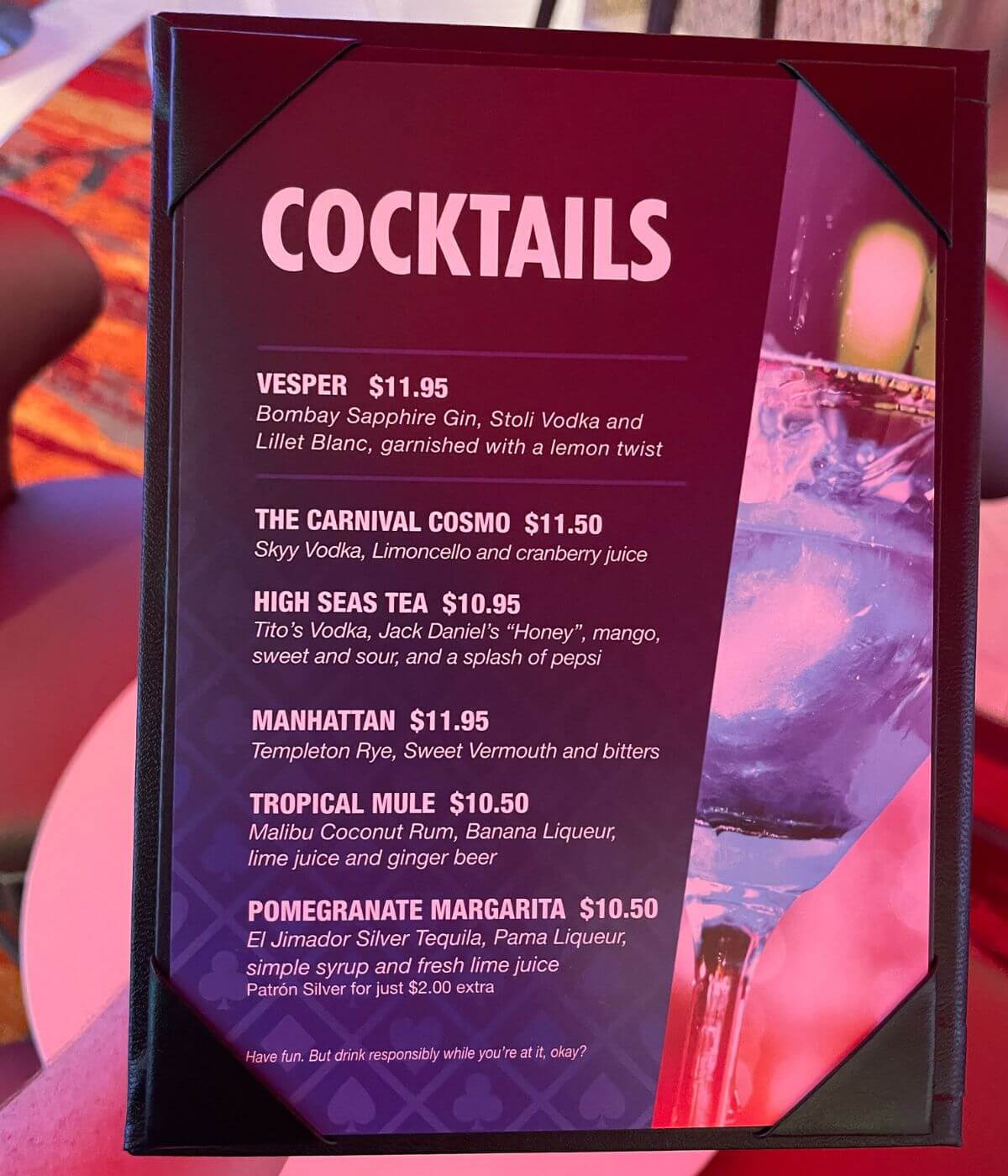 Carnival Cruise Drink Menus & Prices (2024)